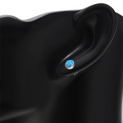 Synthetic Opal Round Sterling Silver Stud Earrings